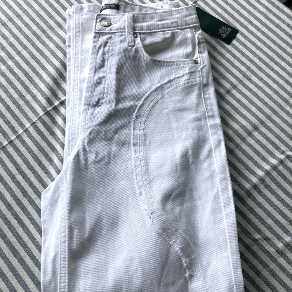 Target Wild Fable Women’s White Wide Leg Jeans Size 6 Unique Design - Picture 2 of 13